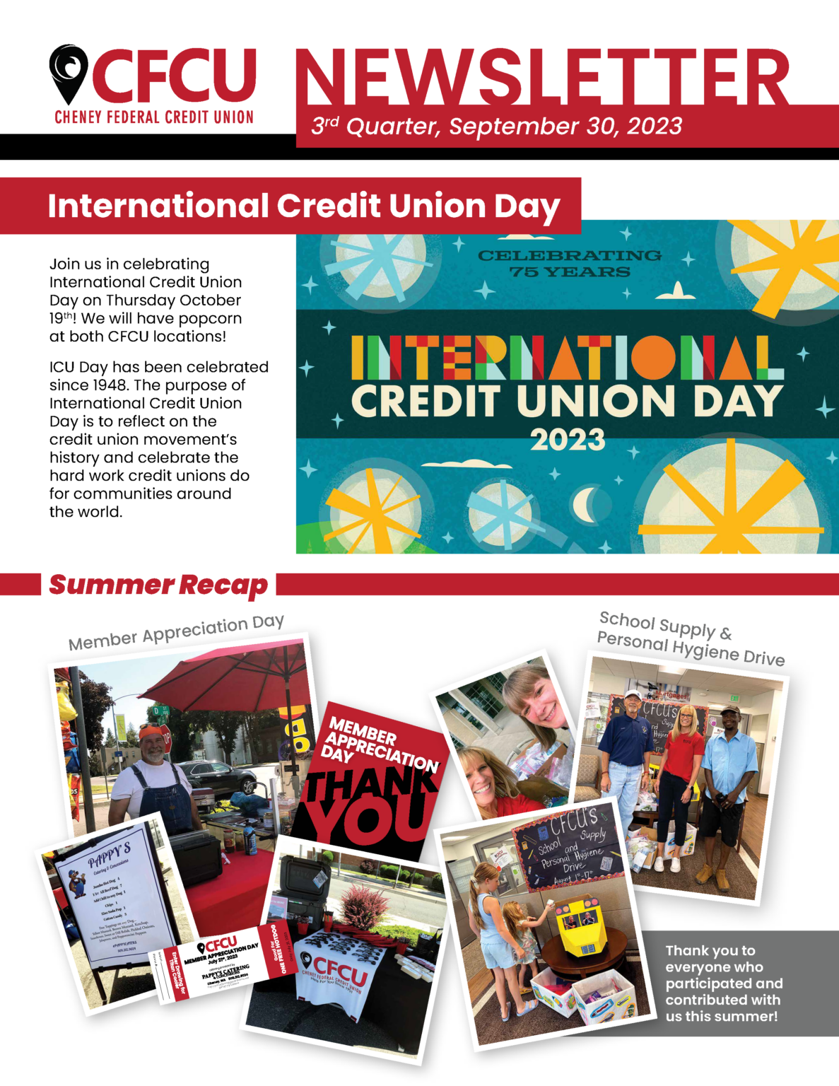 2023 3rd Quarter Newsletter Cheney Federal Credit Union